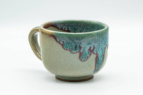 Japanese Teacup - Turquoise Drip-Glazed Agano-yaki Ushirode Yunomi - 120ml