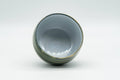 Japanese Teacup - Green, Yellow, and White Nerikomi Tokoname-yaki Yunomi - 100ml - view from above showing the white glazed interior