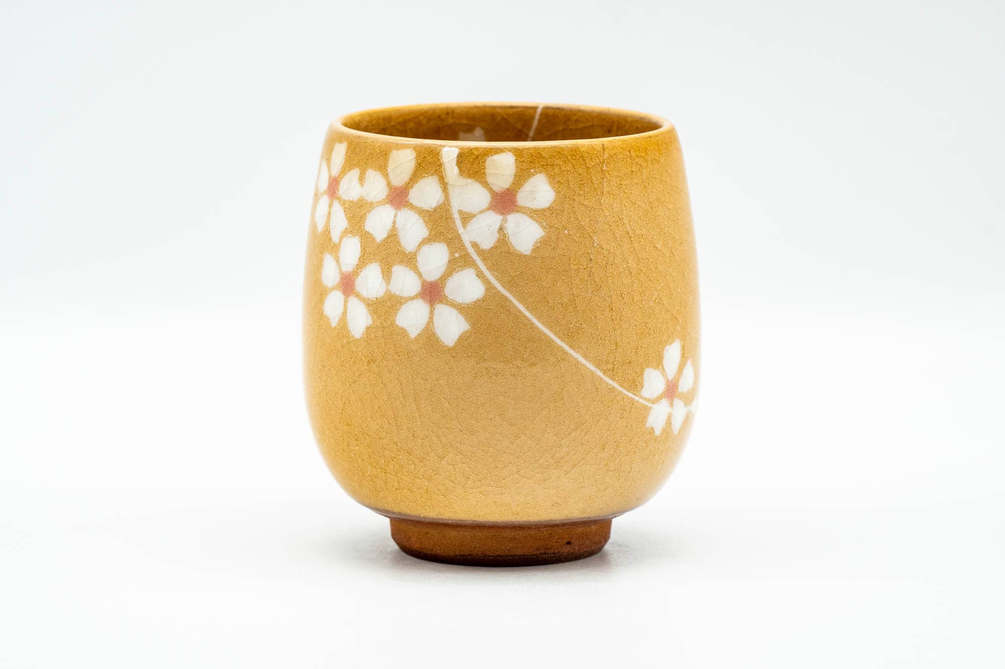 Japanese Teacup - Floral Yellow Celadon Glazed Yunomi - 170ml