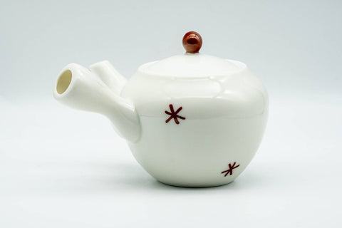 Japanese Kyusu - Red Stars White Porcelain Arita-yaki Teapot - 240ml