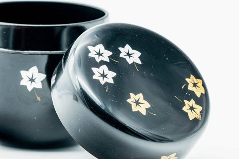 Japanese Natsume - 水仙 Daffodil Suisen Black Lacquered Matcha Tea Caddy - 65ml