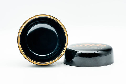 Japanese Natsume - Floral Water Wheel Black Urushi Lacquer Matcha Tea Caddy - 100ml