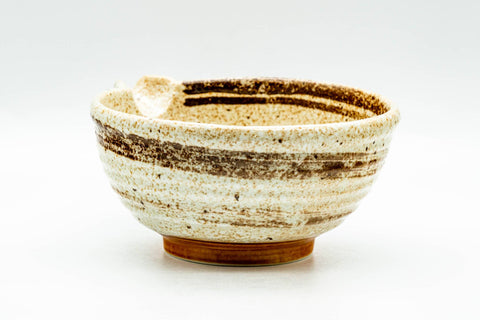 Japanese Katakuchi - Speckled Beige Brown Hakeme Matcha Pouring Bowl - 300ml