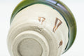 Japanese Teacup - Beige Green Drip-Glazed Geometric Oribe-yaki Yunomi - 70ml - closeup of the underside showing the footring