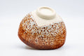 Tezumi — Japanese Matcha Bowl - 加富山窯 Toyama Kiln - Orange Shino Glazed Mino-yaki Chawan - 250ml — tipped to show the interior