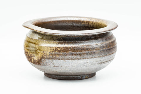 Japanese Kensui - Ash Green Glazed Thumb Indented Shigaraki-yaki Water Bowl - 500ml - Tezumi