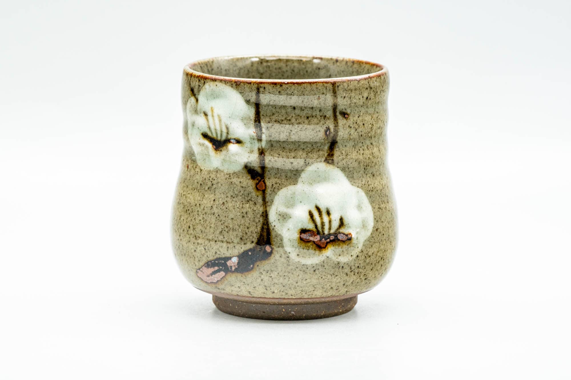 Japanese Teacup - Beige Speckled Plum Blossom Yunomi - 130ml