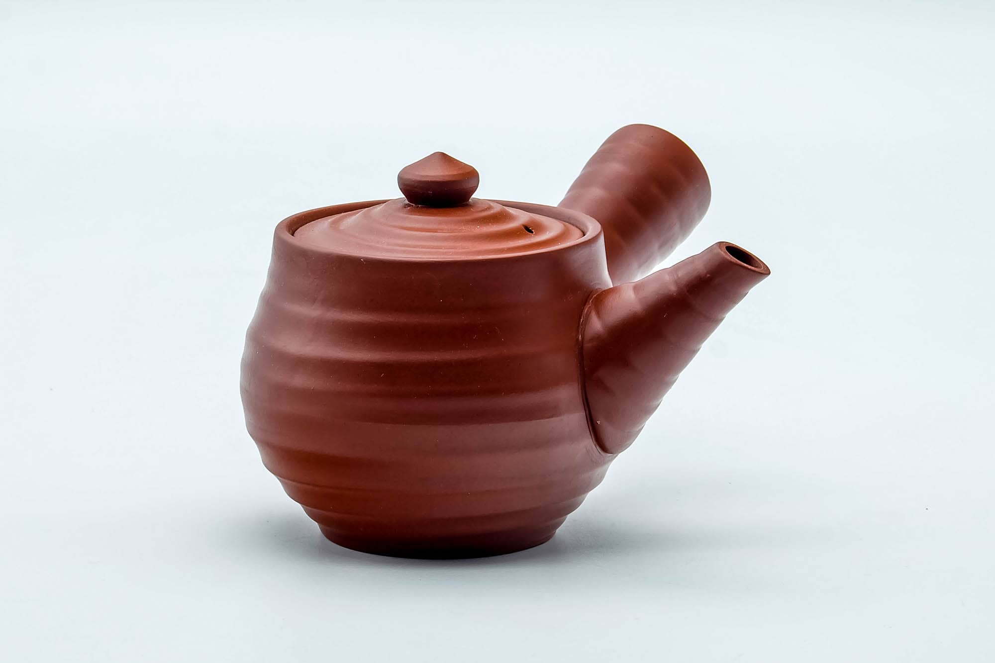 Japanese Kyusu - Spiraling Red Shudei Tokoname-yaki Ceramic Filter Teapot - 260ml