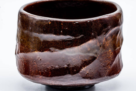 Japanese Matcha Bowl - 手 Spiraling Candy Glazed Raku Chawan - 300ml