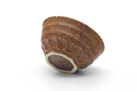 Tezumi — Japanese Teacup - Earthy Brown Geometric-shaped Yunomi - 240ml — top-down view of the interior