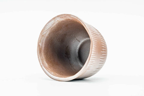 Japanese Teacup - Engraved Vertical Stripes Banko-yaki Yunomi - 75ml