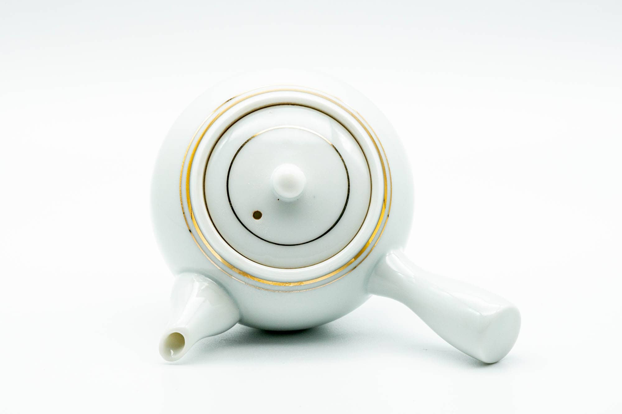 Japanese Kyusu - White Porcelain Gold Trim Arita-yaki Debeso Teapot - 140ml