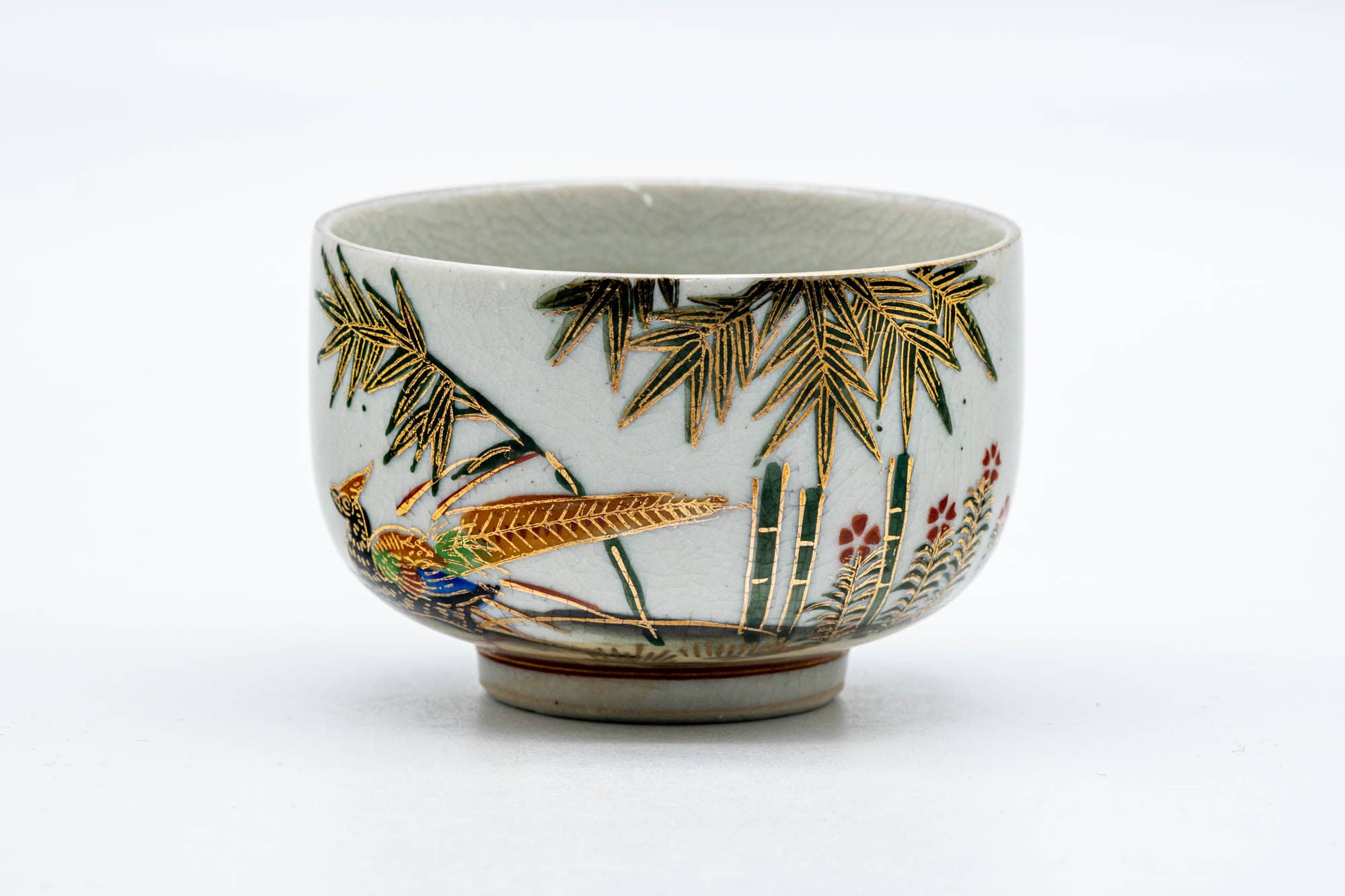 Japanese Teacup - Bamboo Peacock Kutani-yaki Yunomi - 150ml