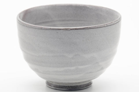 Tezumi — Japanese Matcha Bowl - Milky White Drip-Glazed Chawan - 450ml — tipped to show the interior