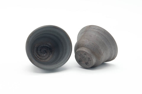 Tezumi — Japanese Teacups - Pair of Earthy Wabi Yunomi - 80ml — three-quarter view