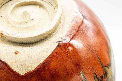 Japanese Matcha Bowl - 久 Red Yellow Drip-Glazed Chawan - 350ml