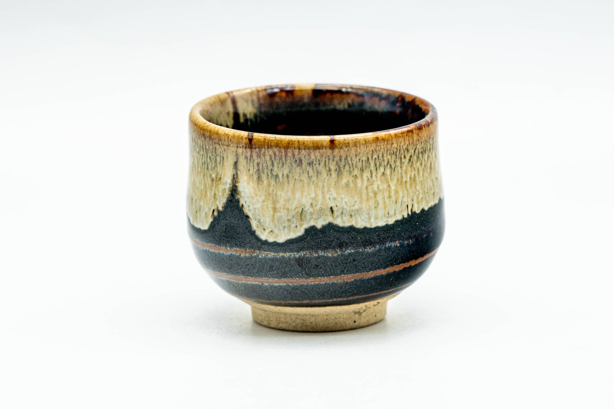 Japanese Teacup - Brown Beige Drip-Glazed Guinomi - 40ml