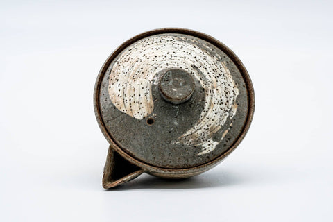 Tezumi — Japanese Houhin - Weathered Grey Hakeme Glazed Handleless Teapot - 140ml — top-down view of the lid