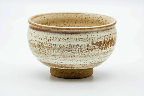 Japanese Matcha Bowl - Brown Milky White Glazed Chawan - 350ml