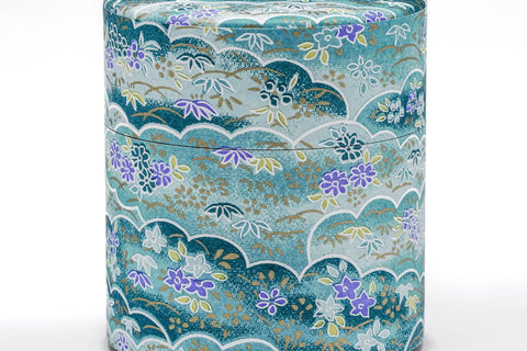 Turquoise Floral Washi Tea Canister - 150g