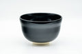 Japanese Matcha Bowl - Black Gold Glazed Geometric Komogai-nari Kyo-yaki Chawan  - 350ml - Tezumi