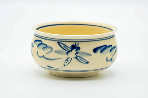 Japanese Kensui - Beige Blue Dragonflies Kyo-yaki Water Bowl - 400ml