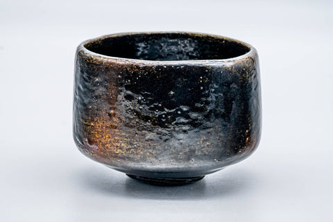 Japanese Matcha Bowl - 手 Deep Black Amber Glazed Raku-yaki Chawan - 350ml