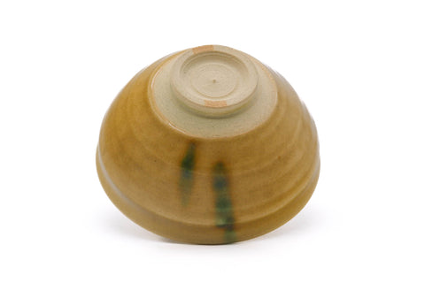 Japanese Matcha Bowl - Yellow Green Striped Ki Seto-yaki Tenmoku-gata Chawan - 350ml