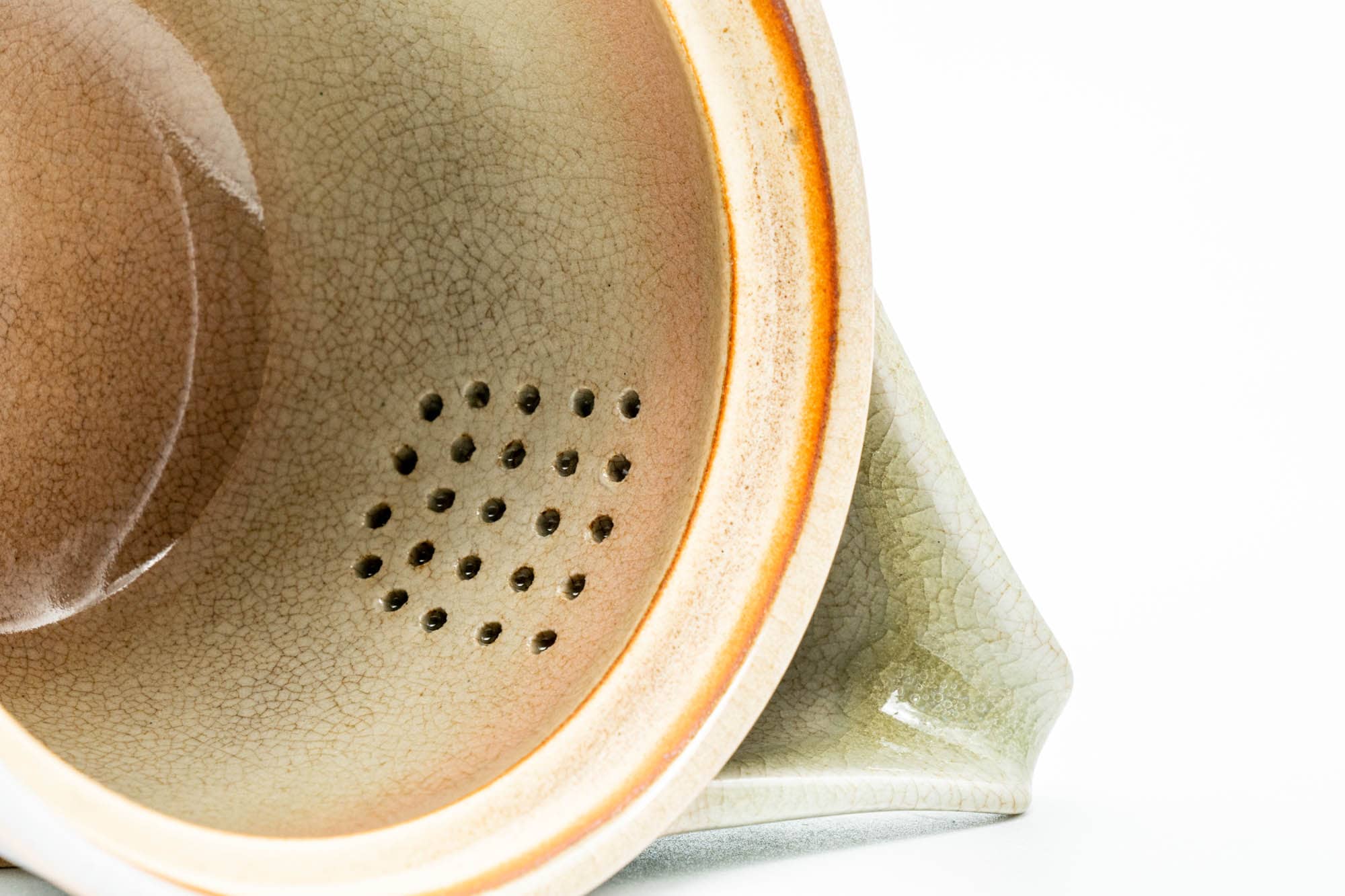 Japanese Kyusu - Beige White Glazed Hagi-yaki Ceramic Filter Teapot - 220ml