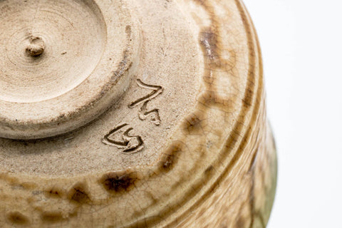 Japanese Matcha Bowl - Beige Drip-Glazed Undulating Chawan - 300ml