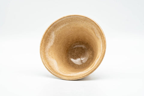 Tezumi — Japanese Teacup - Beige and Milky White Drip-Glazed Hagi-yaki Yunomi - 80ml — three-quarter view
