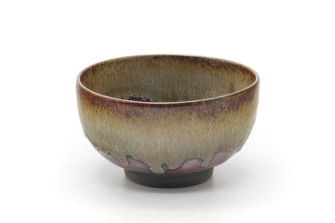 Japanese Matcha Bowl - Brown Yellow Drip-Glazed Chawan - 350ml