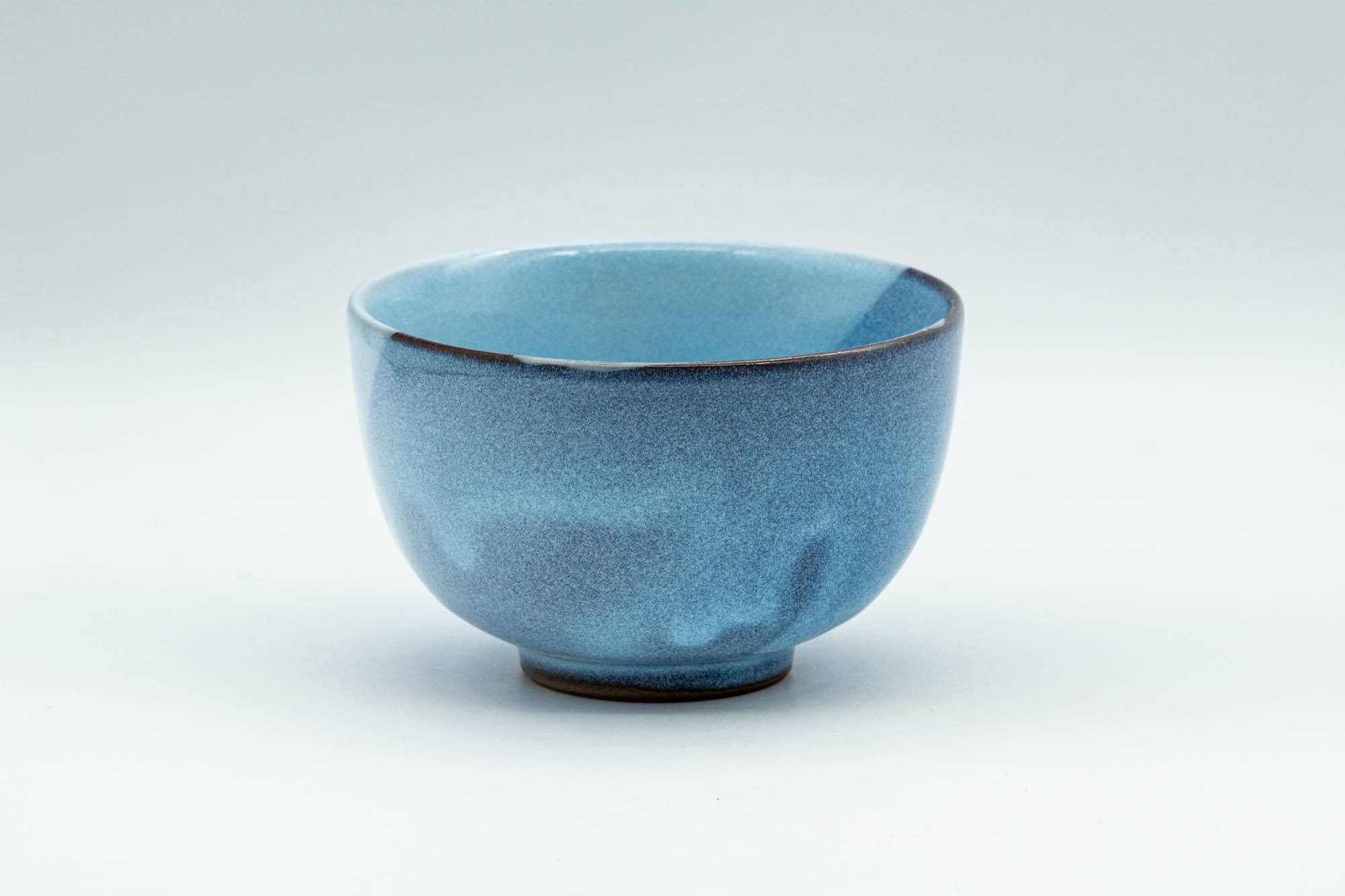 Japanese Tea Set - Floral Sky Blue Kyusu Teapot with 5 Yunomi Teacups