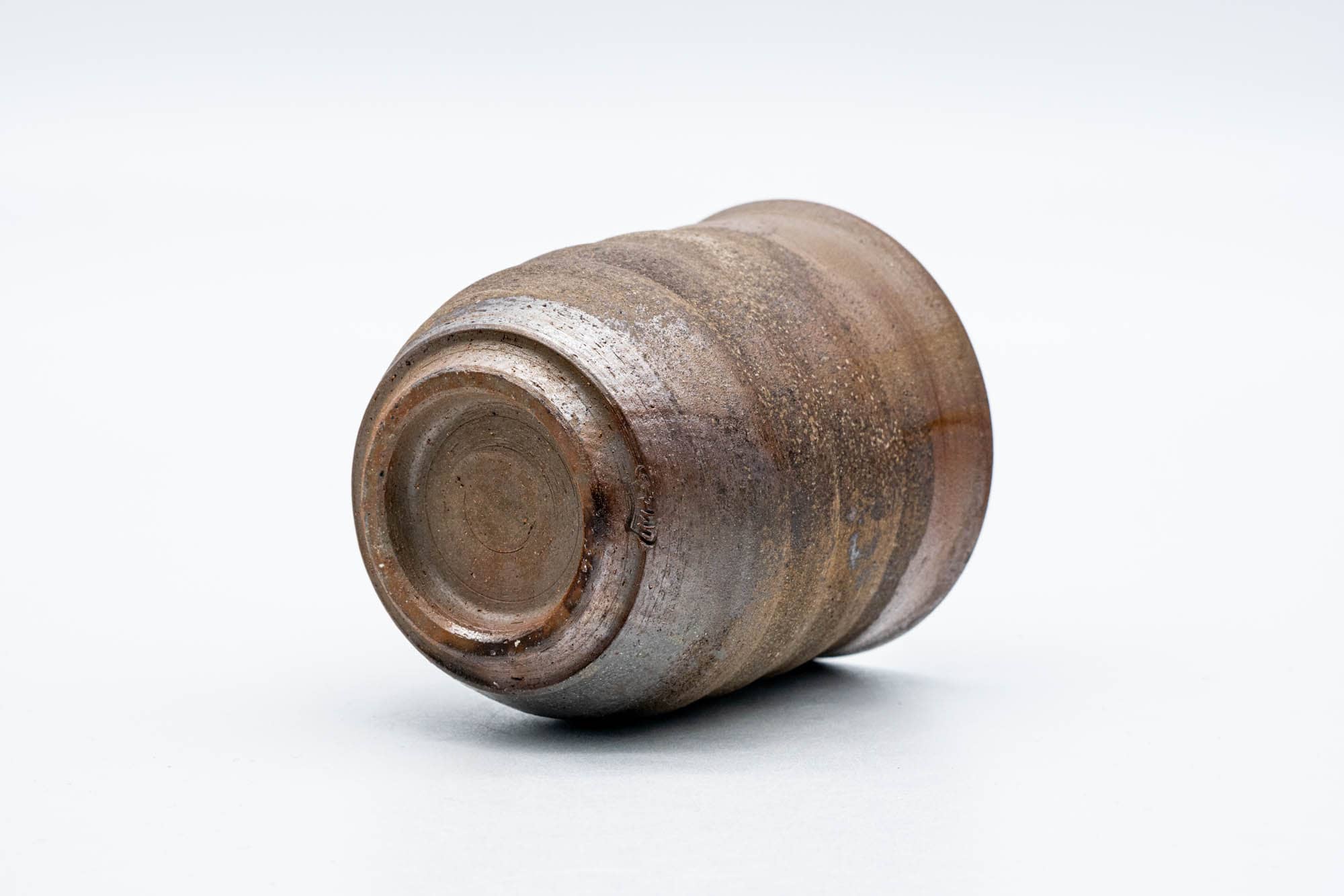 Japanese Teacup - Brown Stoneware Spiraling Bizen-yaki Yunomi - 175ml