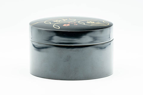 Japanese Chataku - Set of 6 Black Lacquer Tea Saucers in Caddy and Wooden Box