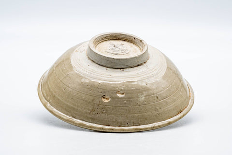 Tezumi — Japanese Matcha Bowl - Textured Beige Summer Chawan - 150ml — top-down view of the interior
