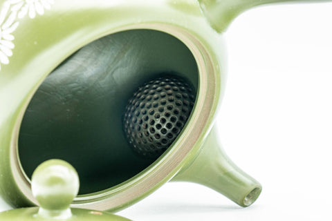 Japanese Kyusu - 莞山 Nakano Kanzan - Floral Green Ryokudei Tokoname-yaki Debeso Teapot - 250ml