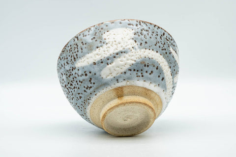 Japanese Matcha Bowl - Blue White Shino Glazed Sugi-nari Chawan - 350ml - Tezumi