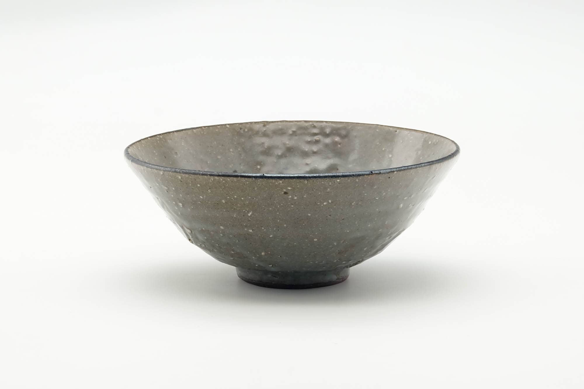 Japanese Matcha Bowl - Blue Floral Grey Glazed Chawan - 300ml