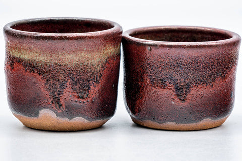 Japanese Teacup - Red Mottled Glazed Meoto Yunomi