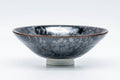 Tezumi — Japanese Matcha Bowl - Tenmoku Glazed Hira-gata Summer Chawan - 100ml — front view from another angle