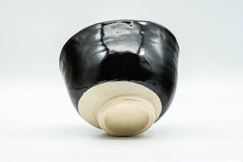 Japanese Matcha Bowl - Jet Black Glazed Wabi-Sabi Chawan - 350ml