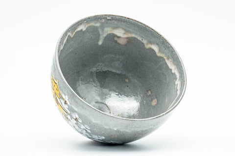 Japanese Matcha Bowl - Grey White Drip-Glazed Kinkaku-ji Golden Temple Chawan - 350ml