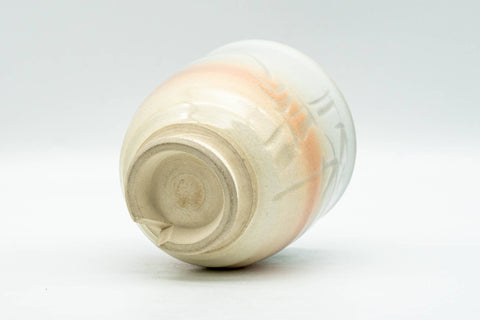 Japanese Teacup - Bamboo Engraved Peach Hagi-yaki Yunomi - 150ml