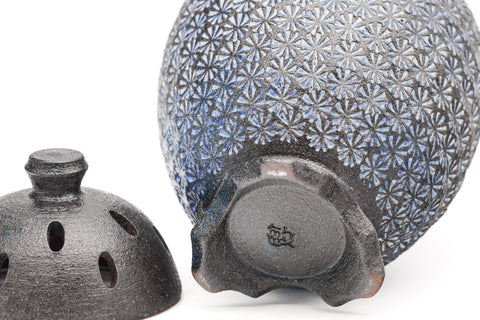 Ao-mishima Kiyomizu-yaki Incense Censer