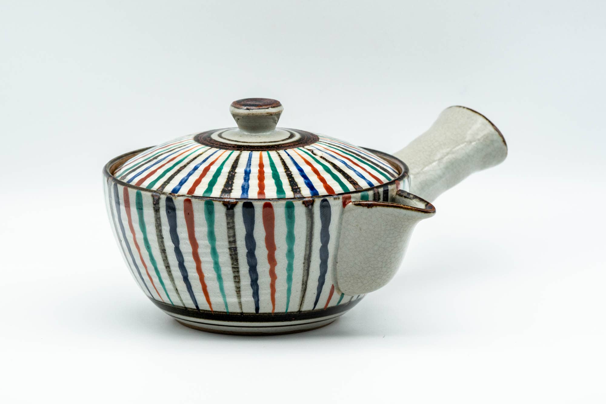 Japanese Kyusu - Multi-Coloured Stripes Do-ake Triangular-Spouted Teapot - 275ml - Tezumi