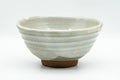 Japanese Matcha Bowl - Spiraling Grey Glazed Chawan - 250ml - side profile showing the spiral ridged glaze