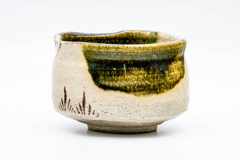 Japanese Matcha Bowl - 中島春草 Shunsō Nakajima - 東窯 Higashi Kiln - Ao-Oribe Akazu-yaki Chawan - 300ml