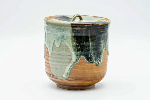 Japanese Mizusashi - Green Hare's Fur Drip-Glazed Fresh Water Container - 1200ml