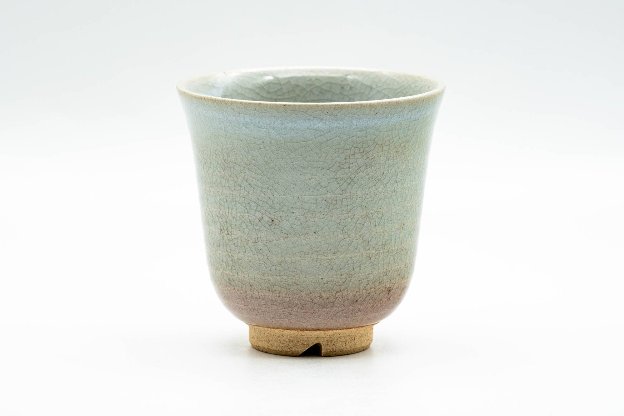 Japanese Teacup - 天鵬山 Tsubaki Kiln - Beige White Drip-Glazed Yunomi - 120ml